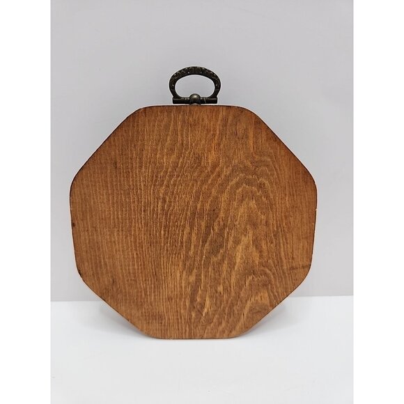 1970s Mushroom Decorated Trivet Wall Hanger Wood Ceramic - Picture 2 of 6